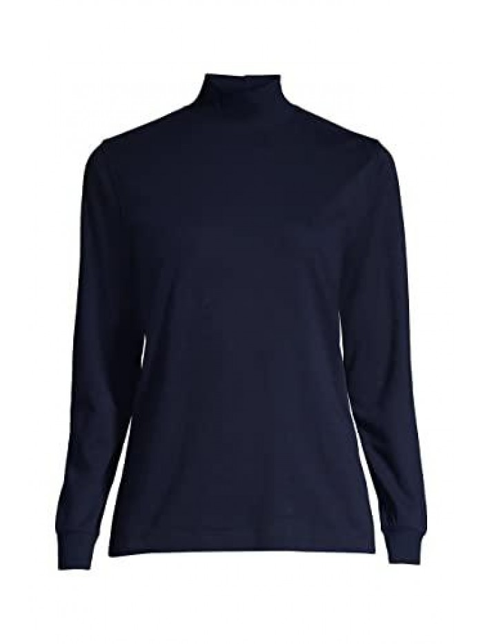 Women's Relaxed Cotton Long Sleeve Mock Turtleneck  