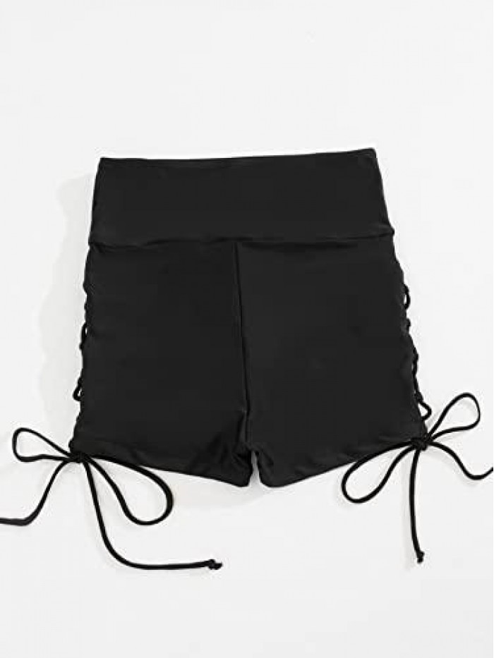 Women's Lace Up Side Beach Board Shorts Swimsuit Bikini Bottom 