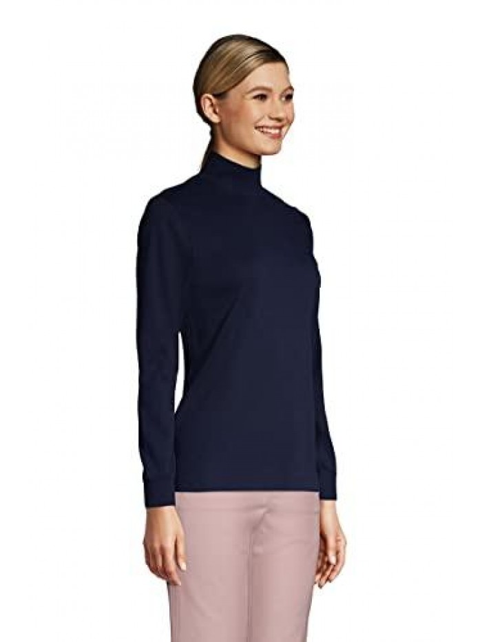 Women's Relaxed Cotton Long Sleeve Mock Turtleneck  