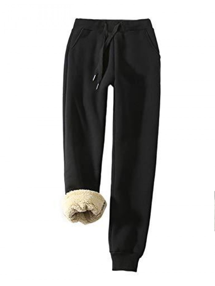 Women's Warm Sherpa Lined Athletic Sweatpants Jogger Fleece Pants 