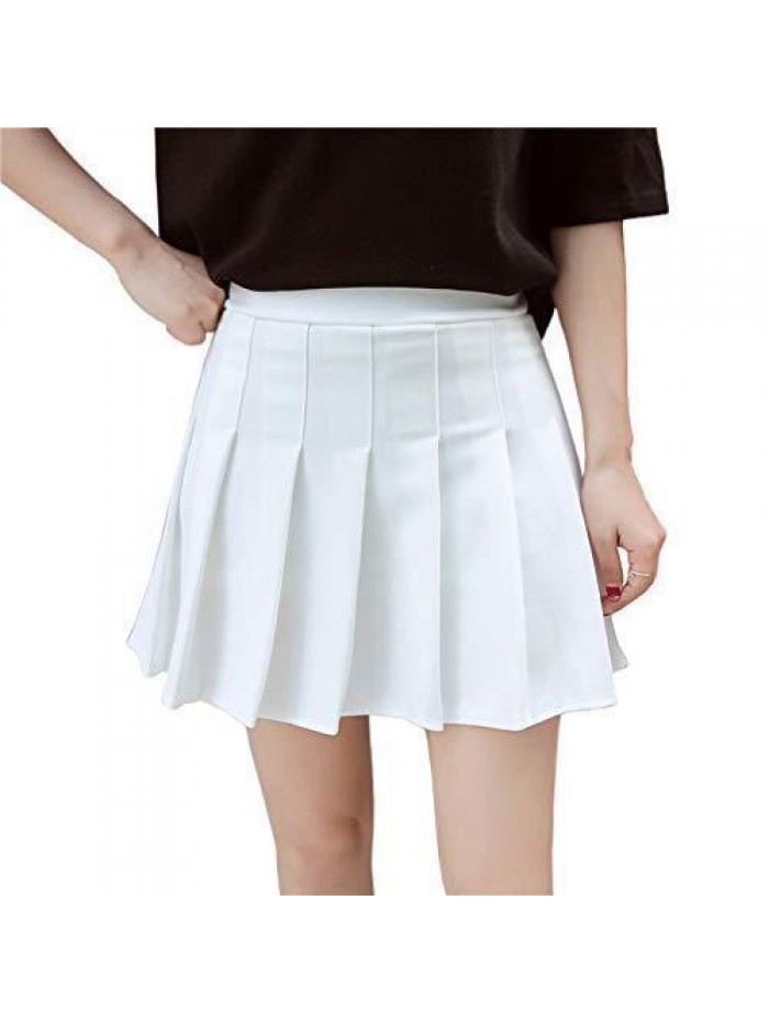 Women Girls Short High Waist Pleated Skater Tennis Skirt 