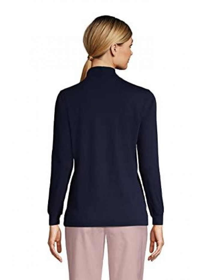 Women's Relaxed Cotton Long Sleeve Mock Turtleneck  