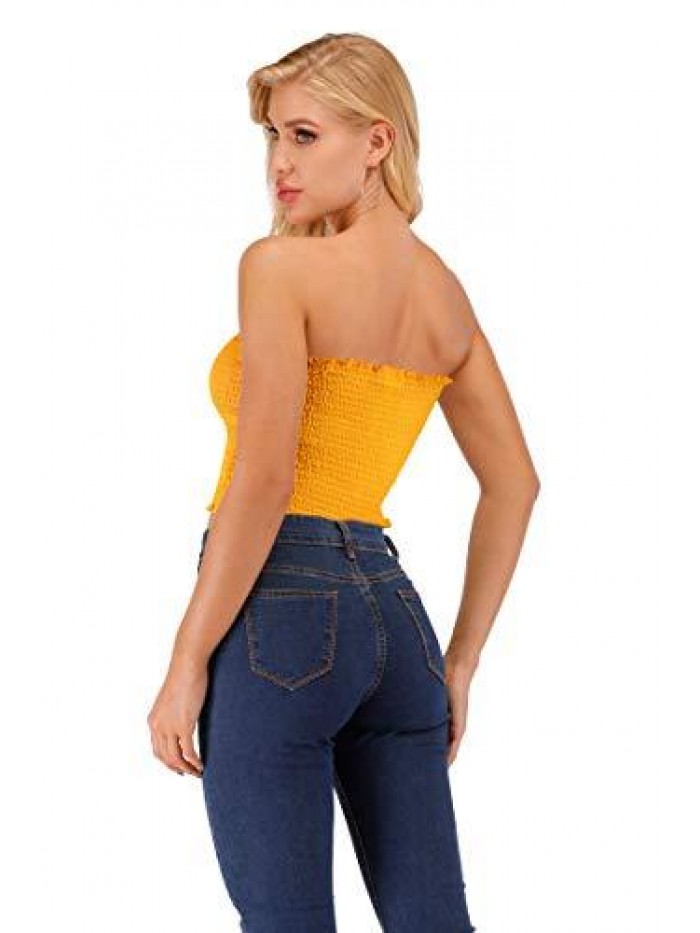 Strapless Pleated Sexy Tube Crop Tops 