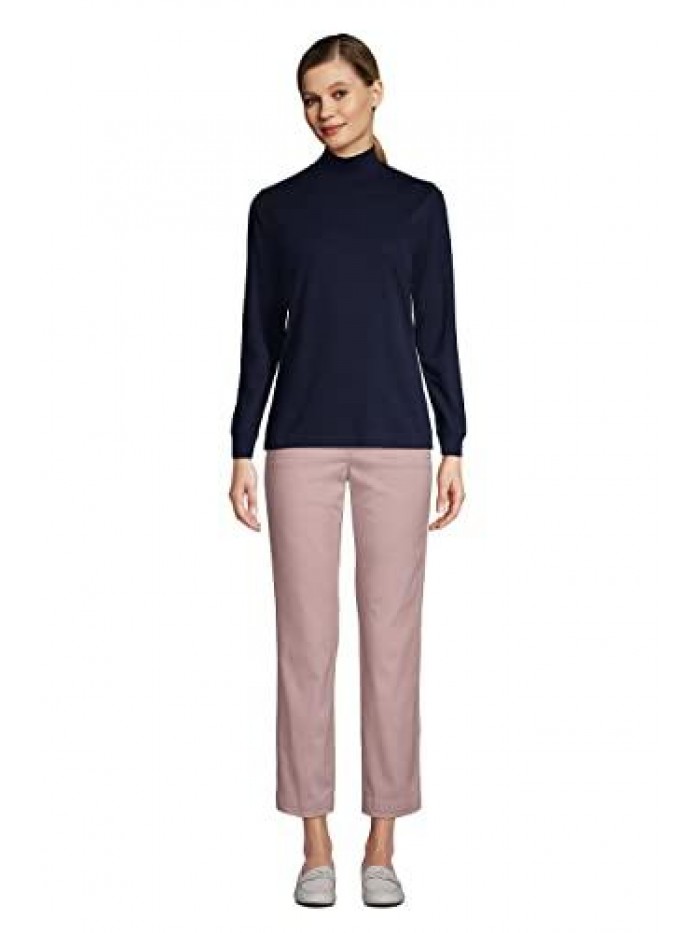 Women's Relaxed Cotton Long Sleeve Mock Turtleneck  