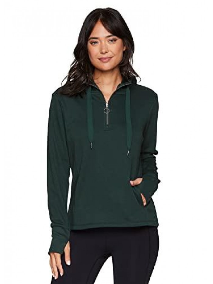 Active Women's Soft Lightweight Fleece Tunic Hoodie Sweatshirt With Pocket 