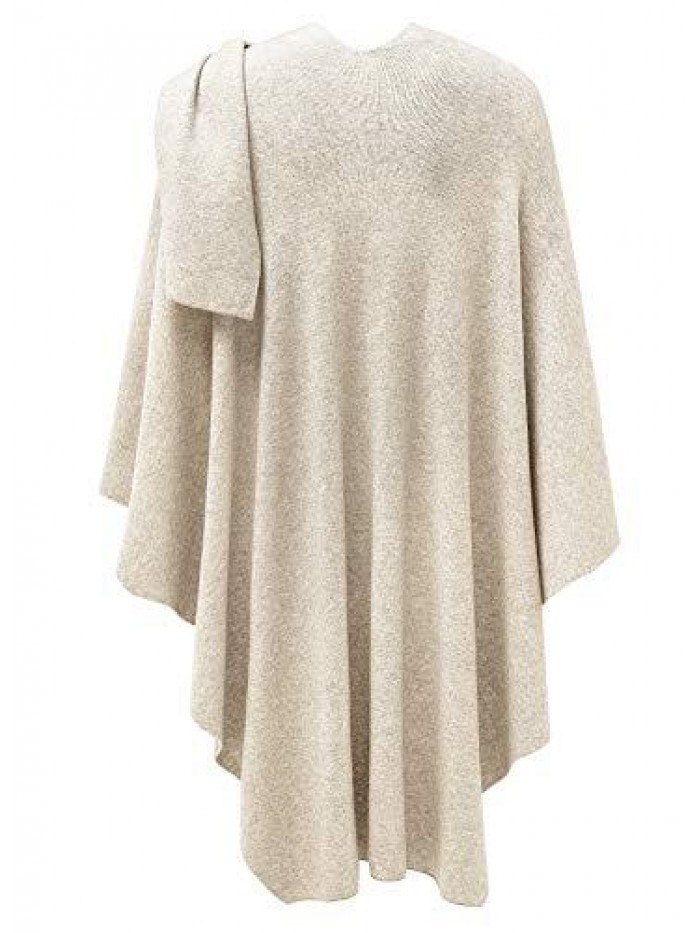 Large Cross Front Poncho Sweater Wrap Topper 