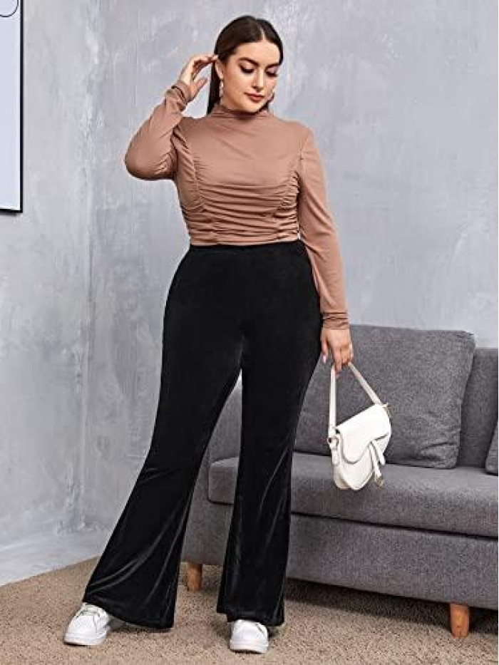 Women's Plus Size Velvet High Waist Flare Pants 