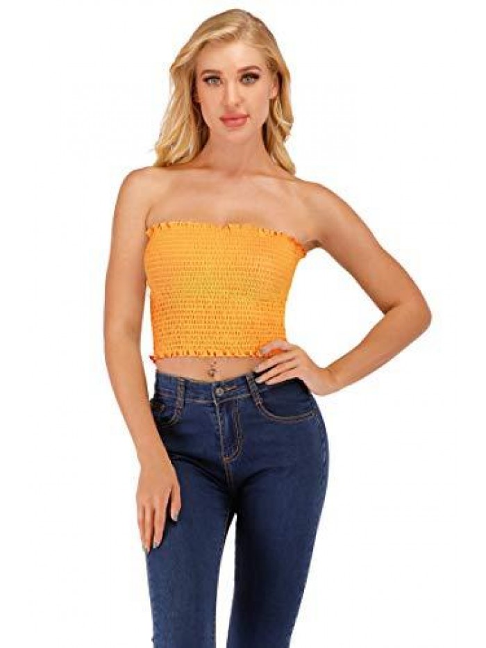 Strapless Pleated Sexy Tube Crop Tops 