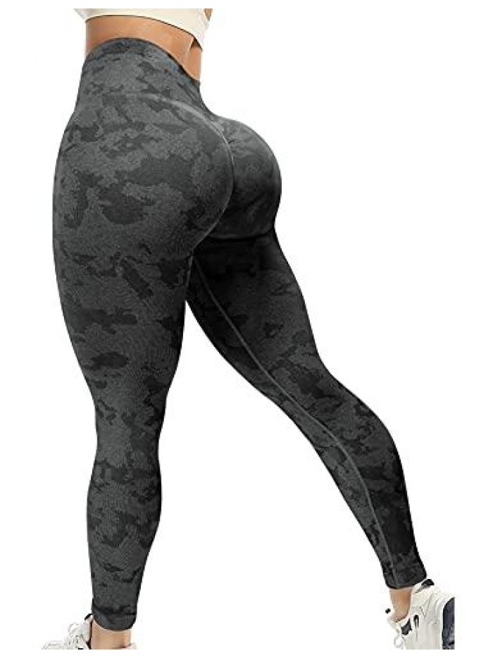 Women Seamless Camo Leggings High Waisted Gym Yoga Pants 