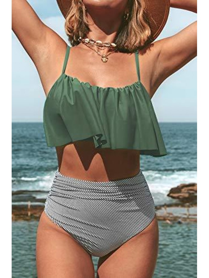 Women's High Waisted Falbala Bikini Set 