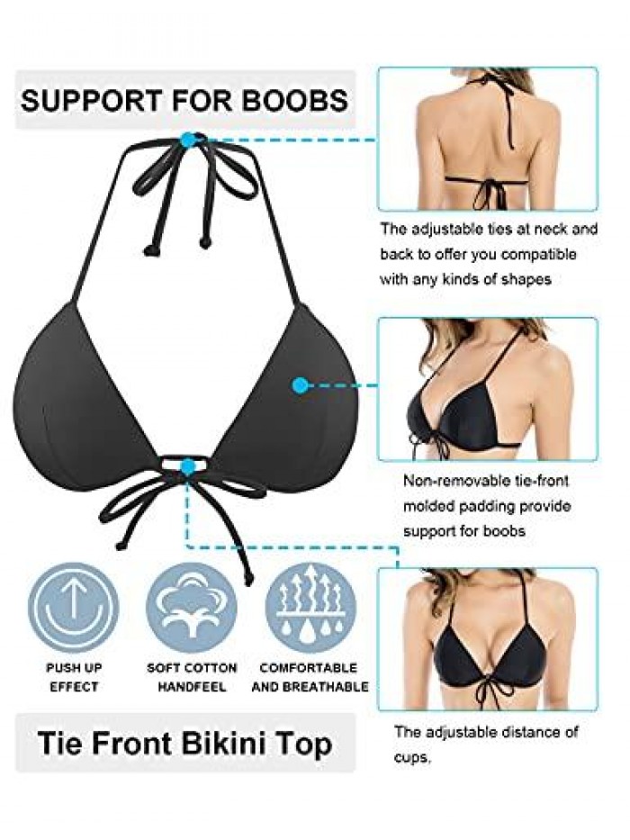 Women's Tie Front Triangle Bikini Top 