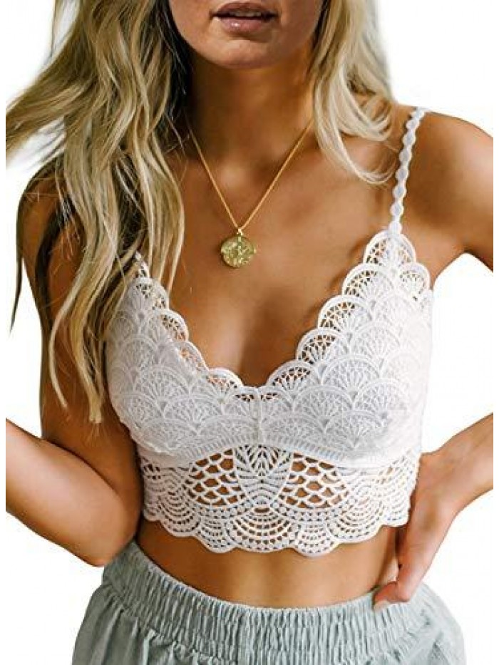 Womens Sexy Lace Bralettes Adjustable Strap V Neck Everyday Bra 