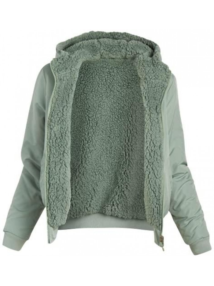 Women’s Jacket - Reversible Teddy Sherpa Windbreaker Jacket 