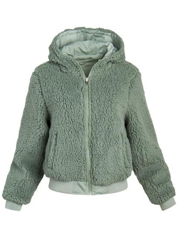 Women’s Jacket - Reversible Teddy Sherpa Windbreaker Jacket 