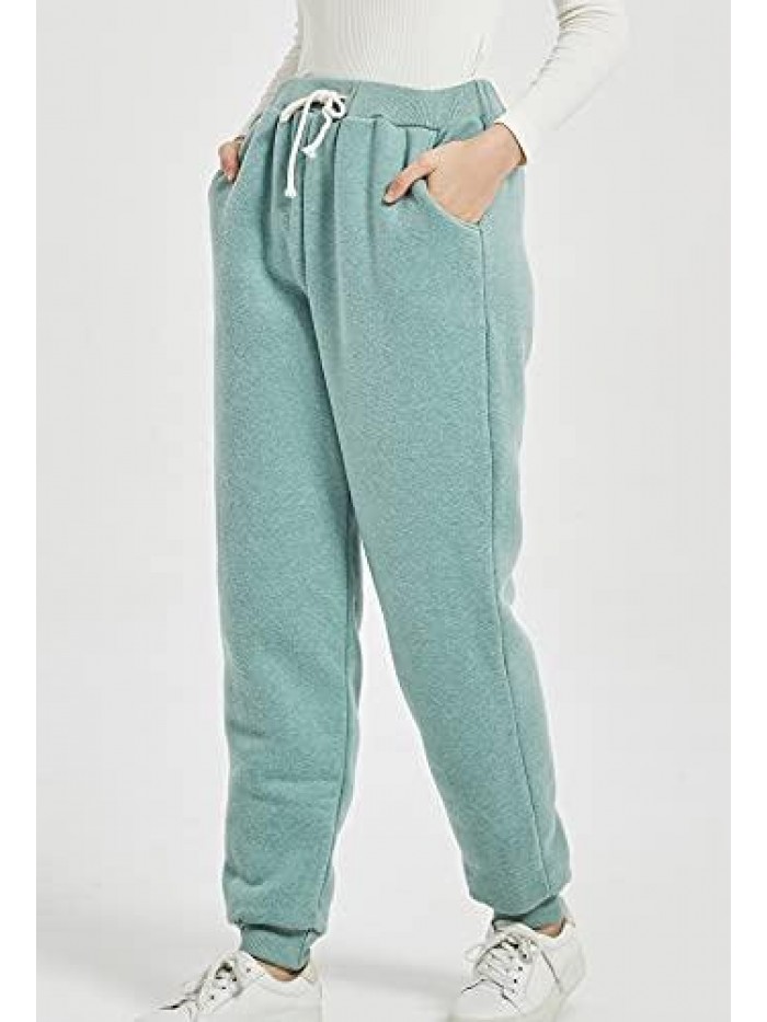 Women's Winter Warm Fleece Joggers Pants Sherpa Lined Athletic Active Sweatpants 