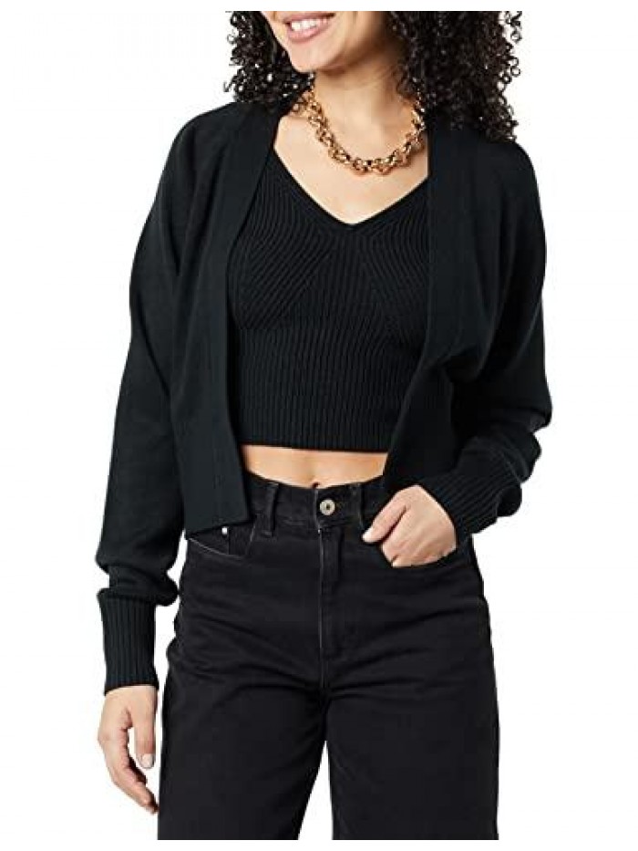 Ritual Women's Ultra Soft Cardigan and Crop Top Sweater Set 