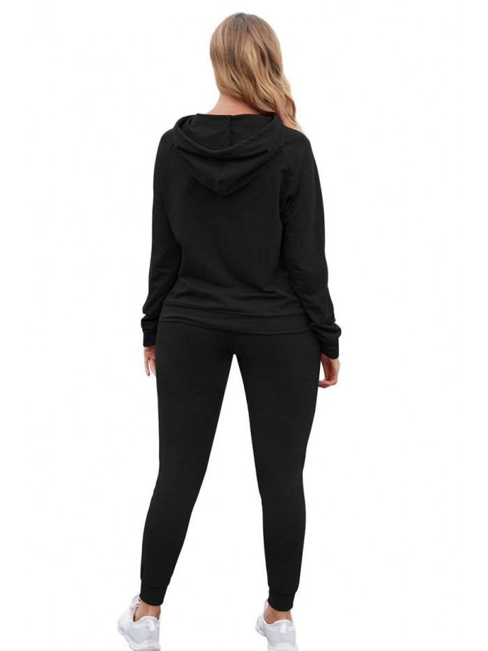 Fixmatti Women Pullover Hoodie Pockets Sweatpants Sport Jogger Sweatsuit