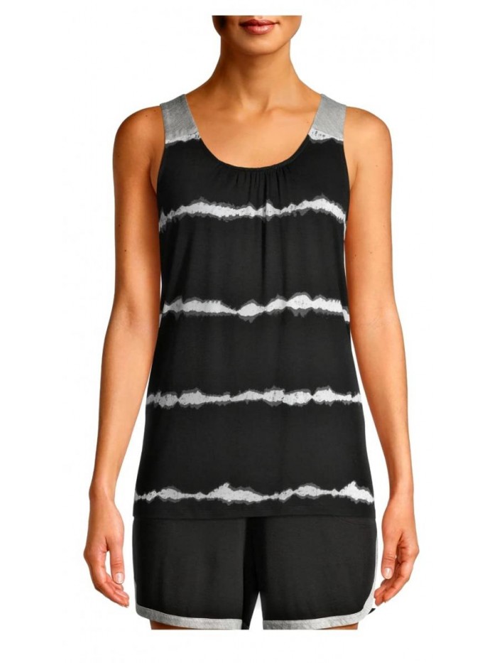 Treasure Black Shoot Tie Dye Stripe Women's Stripe Sleep Tank 