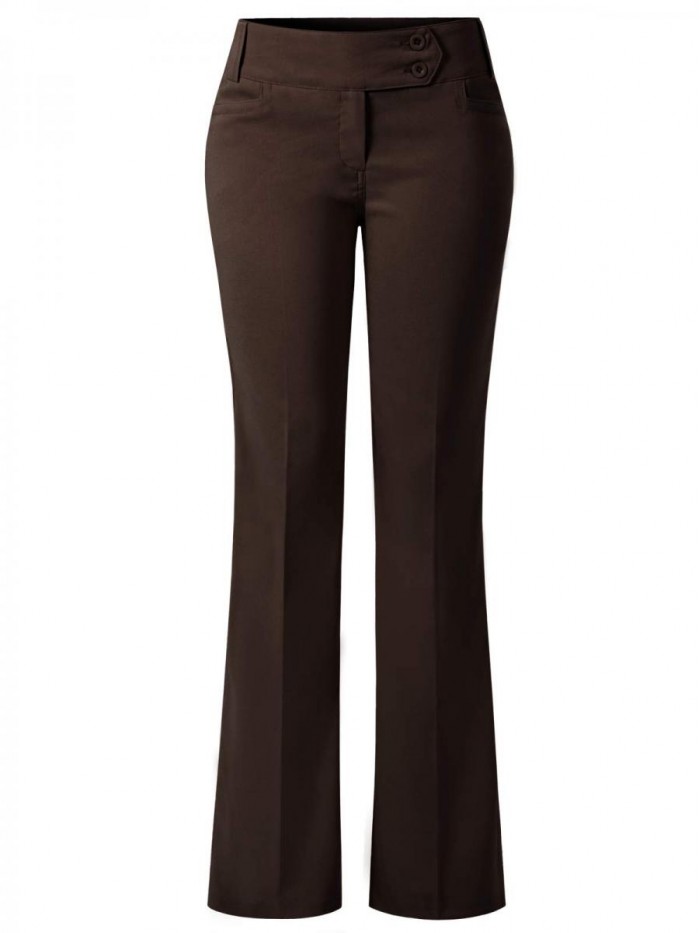 by Olivia Women's Relaxed Boot-Cut Stretch Office Pants Trousers Slacks 