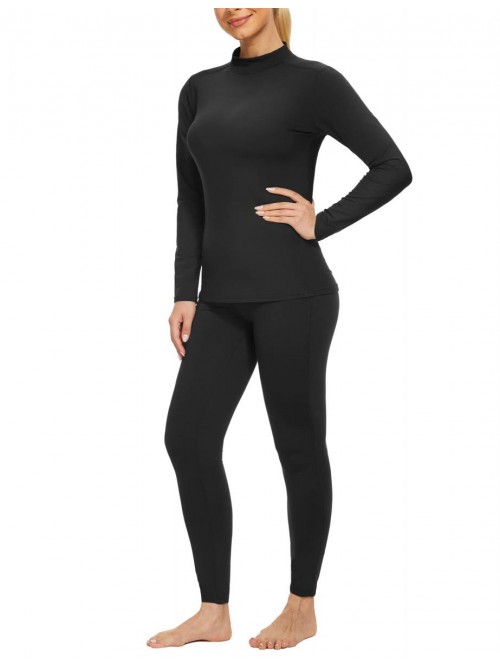 Women's Mock Turtle Neck Fleece Thermal Underwear ...