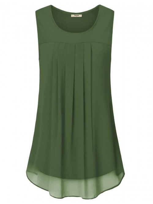 Women's Sleeveless Chiffon Tank Top Double Layers ...