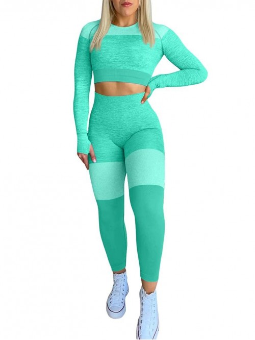 Women's Seamless Workout Sets Long Sleeve Yoga 2 P...