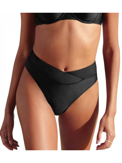 Women's Bikini Swimsuit Black High Waisted High Cu...