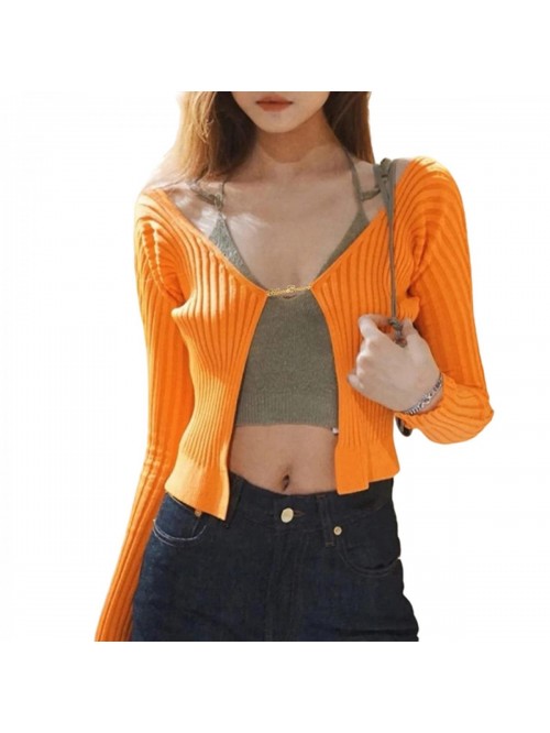 Cropped Cardigan Sweater – Long Sleeve Crewneck ...