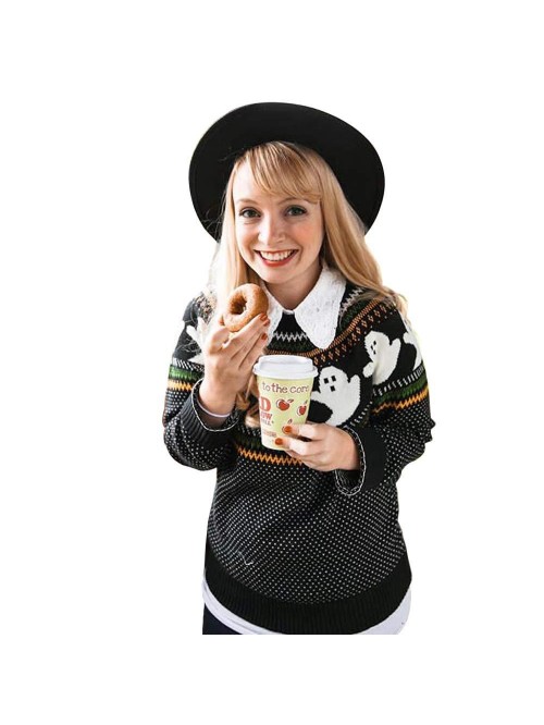 Knitted Sweater for Women With Cute Ghost Pattern ...