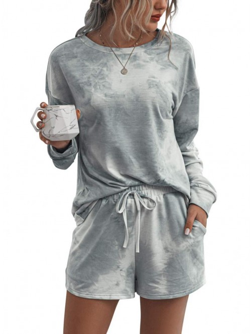 Women’s Tie Dye Printed Pajamas Set Long Sleeve ...