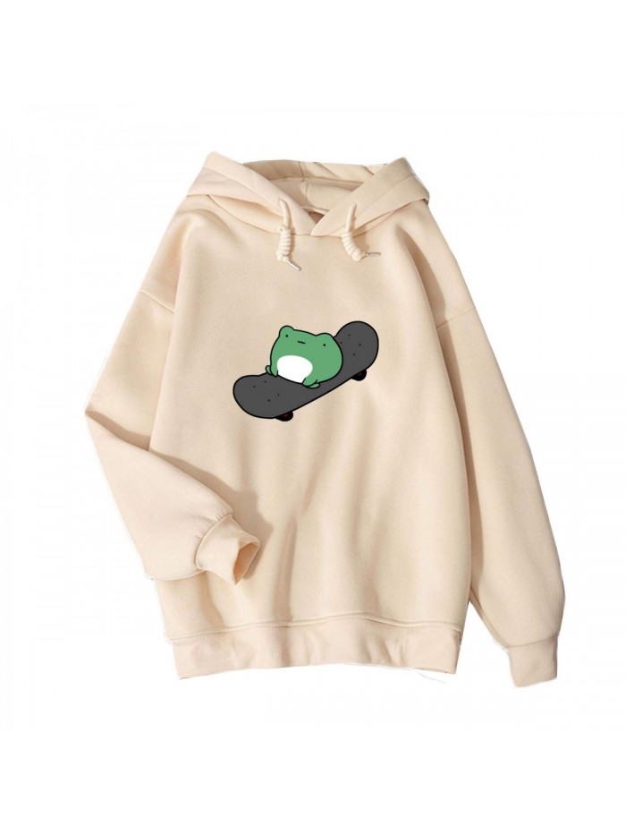 Cute Sweatshirts Skateboarding Frog Long Sleeve Hoodie Pullover Tops 