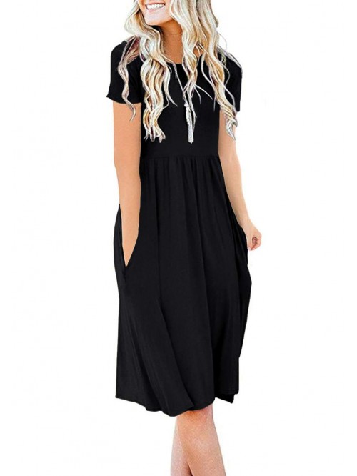 MOON Women Summer Casual Short Sleeve Dresses Empi...