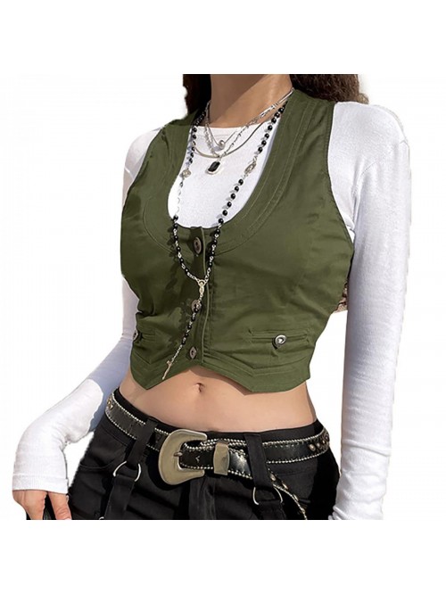 Punk Cowgirls Vest Slim Fit Halter Push V-Neck Tux...