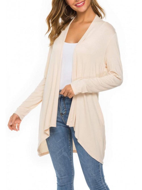 Casual Long Sleeve Open Front Lightweight Drape Ca...