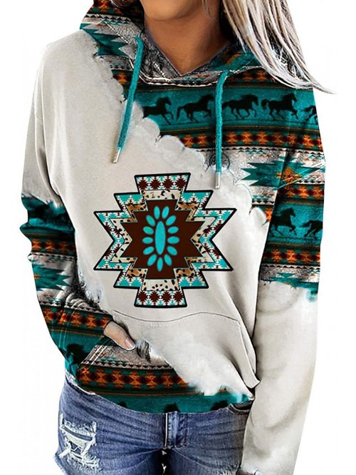 Aztec Hoodie Geometric Print Long Sleeve Shirt Cut...