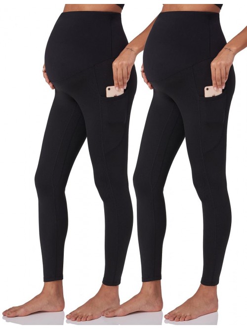 Women's Maternity Fleece Lined Leggings Over The B...