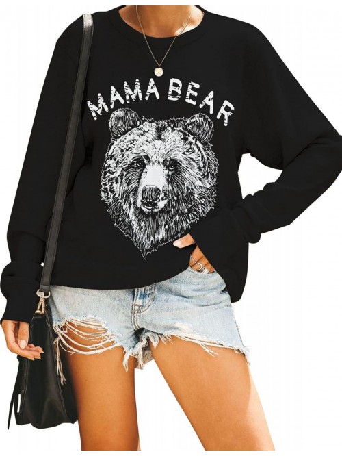 Jelly Women's Cute Long Sleeve Top Loose Mama Bear...