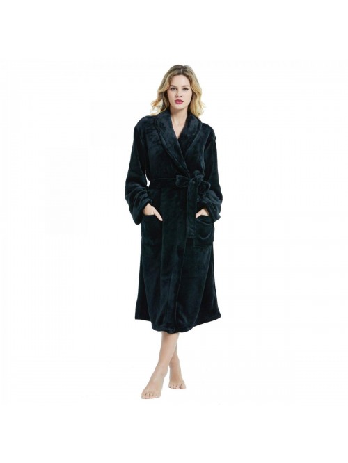 Womens Fleece Robes, Soft Plush Long Bathrobe, Thi...