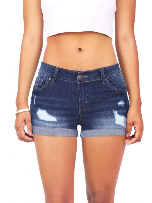 Jean Women's Push Up Denim Jean Shorts with Destru...