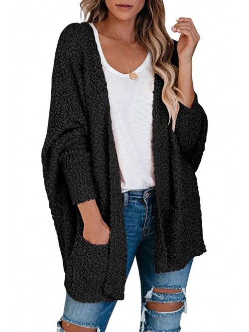 Women's Fuzzy Popcorn Batwing Sleeve Cardigan Knit...