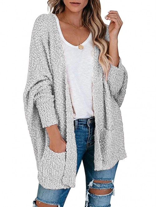 Womens Open Front Fuzzy Cardigan Sweaters Batwing ...