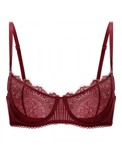 Women's Sexy Lace Push Up Plus Size Bra Sheer Balc...