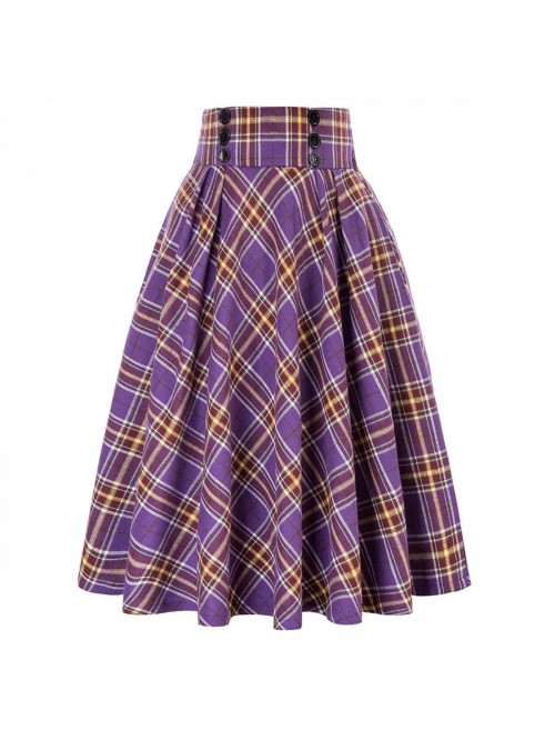 Fashion Long Skirts for Womens Plaid Pleated Skirt...