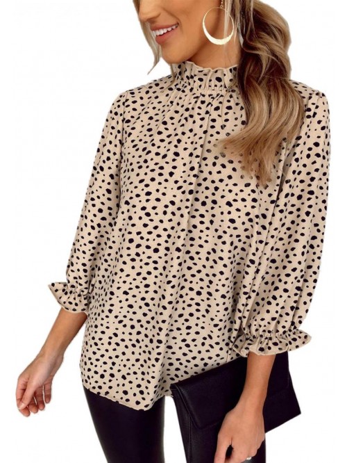 Women's Tops Casual Floral Print Long Sleeve Ruffl...