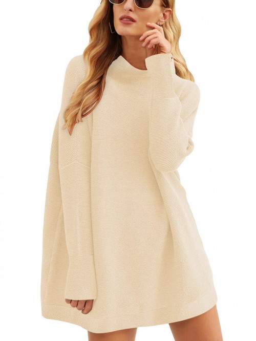 Women Casual Turtleneck Batwing Sleeve Slouchy Ove...