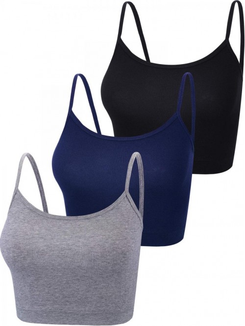 3 Pieces Women Crop Tank Top Spaghetti Strap Tank ...