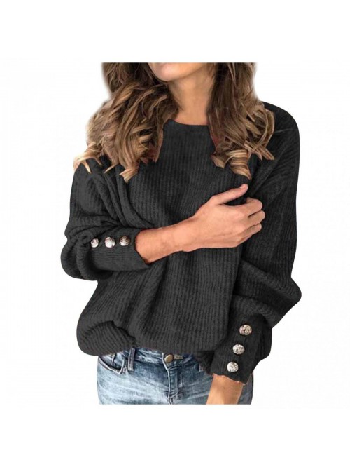 for Women Casual O-neck Solid Womens Sweaters Knit...