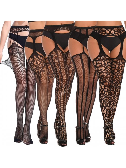 5 Pairs Women Lingerie Garter Belt Stocking Fishne...