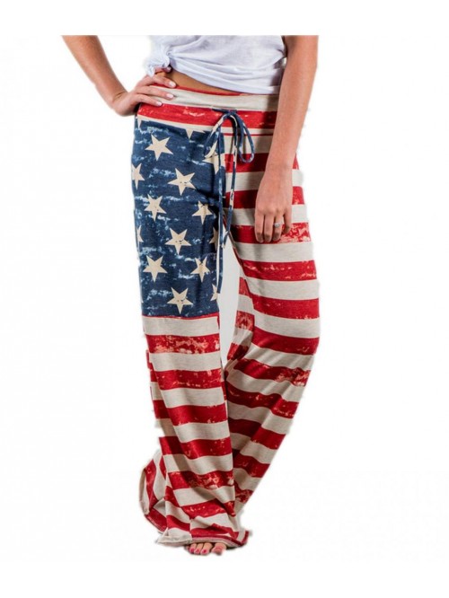 of July Women's American Flag Drawstring Wide Leg ...