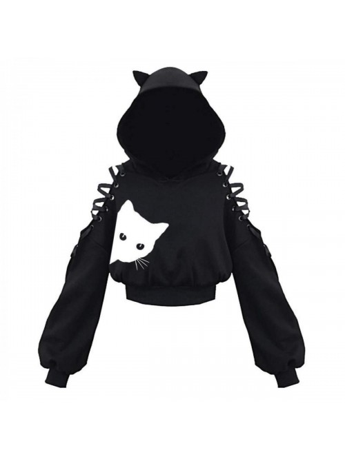 Hoodies, Womens Long Sleeve Cute Cat Ear Pullover ...